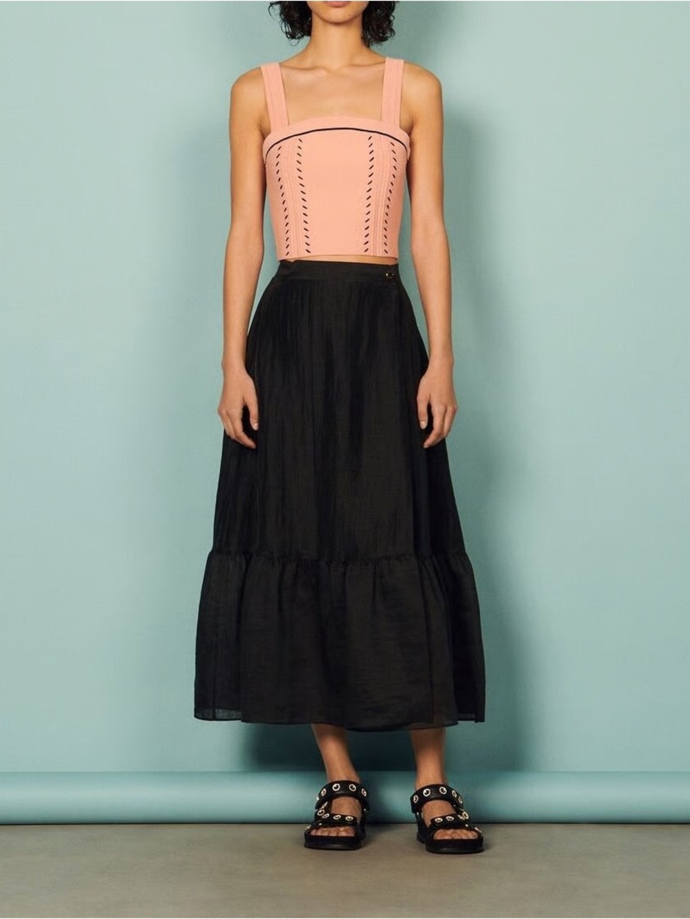 Sandro Wrapover Ruffle Skirt